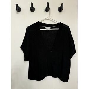Sag Harbor Cardigan Sweater Short Sleeve Autumn Holiday Black ClassicWomen's XL